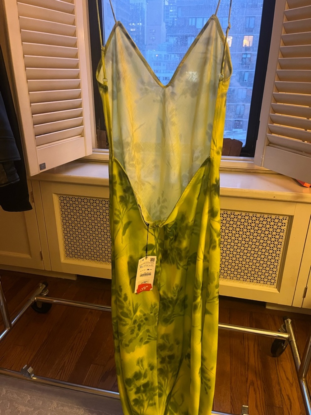 Yellow/Green Floral Slip Dress with V-Neck - Picture 2 of 2